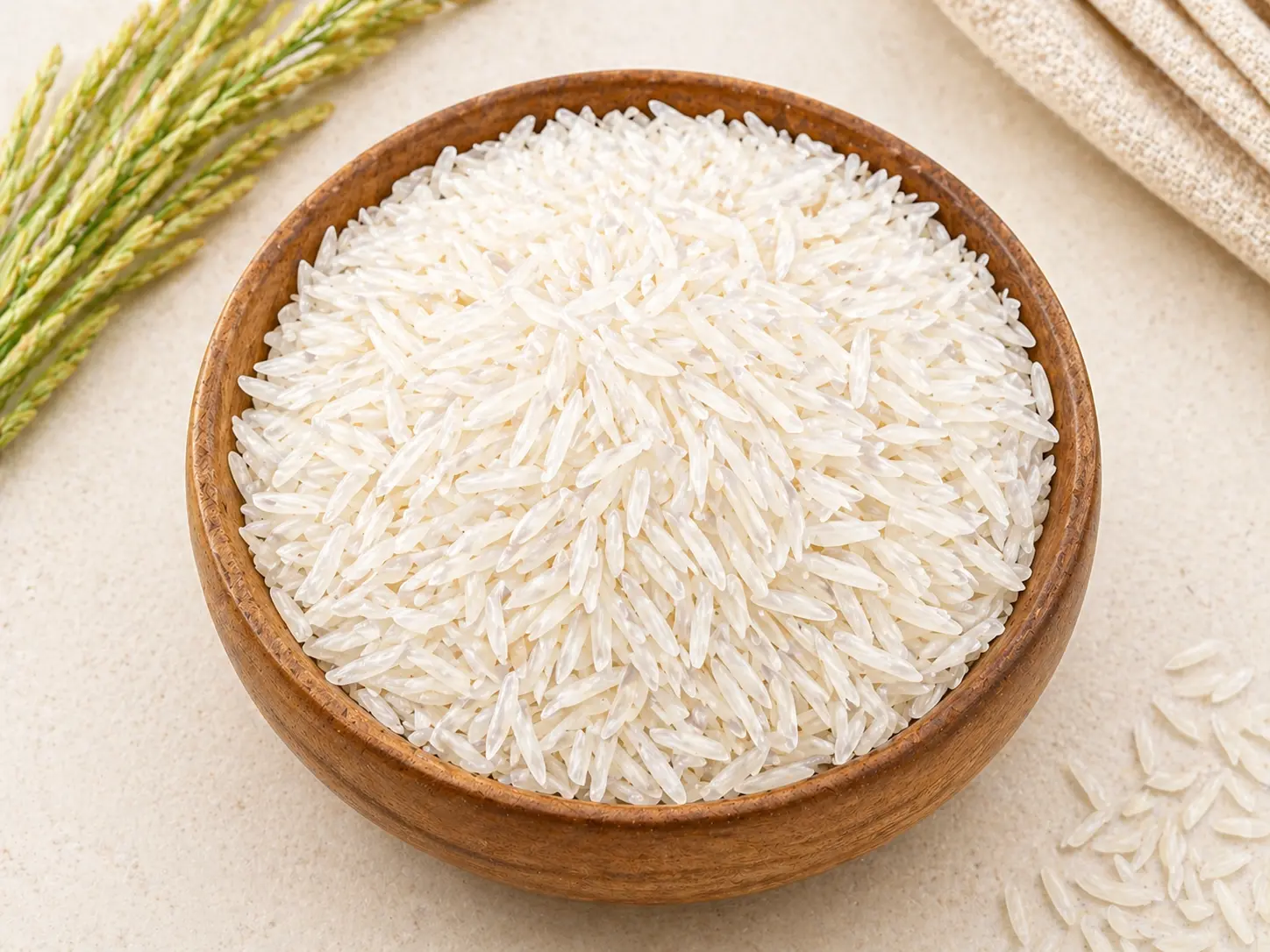 1121 Steam Basmati Rice premium long grain in bowl